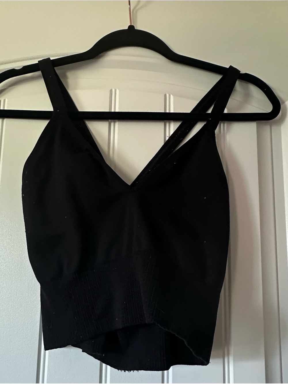 FP Movement by Free People Black V-Neck Double-Strap Cropped Sports Brami